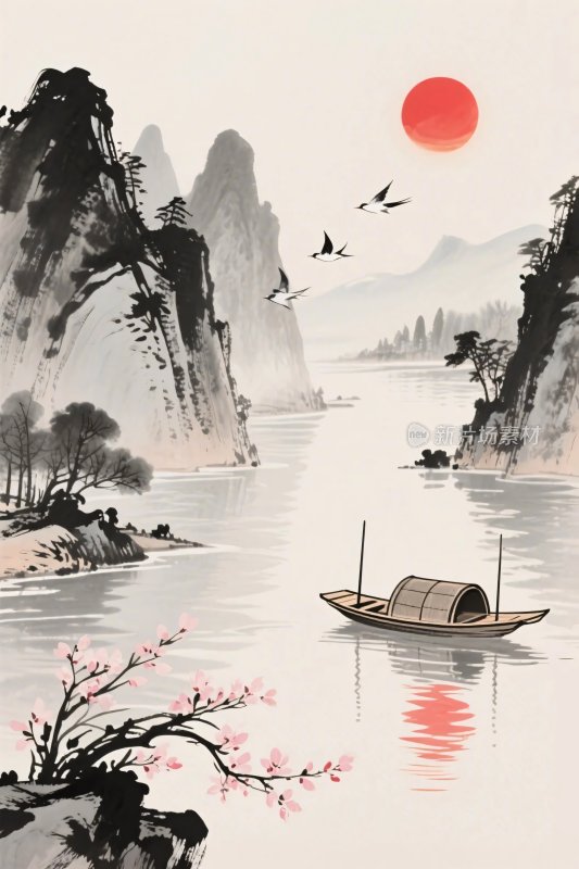 中式山水风景画