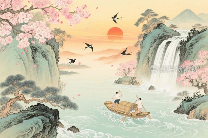 古风山水风景图