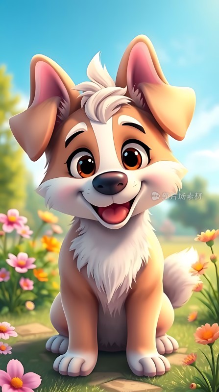 阳光下的快乐小狗