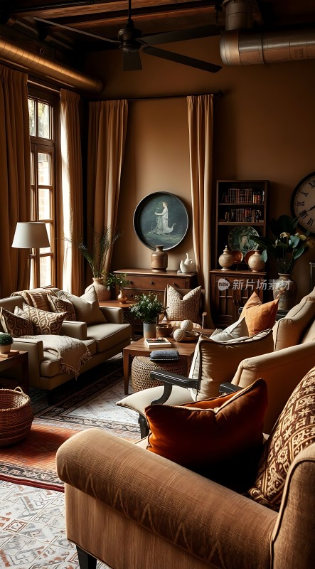 温馨客厅舒适沙发精美装饰自然光线