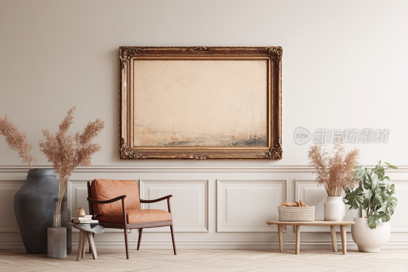 室内装饰画与座椅摆件场景