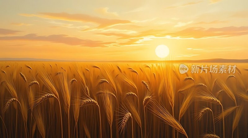 金色麦田日落时分