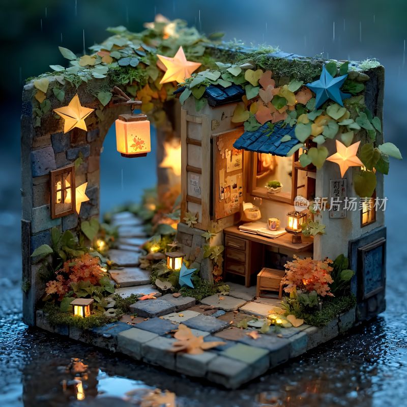 梦幻童话风小屋微场景