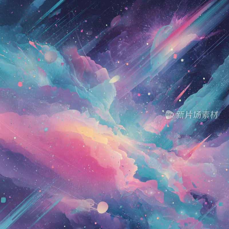 梦幻绚烂宇宙星空插画