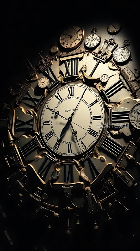 古铜色时钟艺术装置