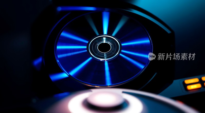 蓝光光盘旋转中的神秘光芒