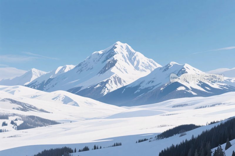 雪山雪景自然风光