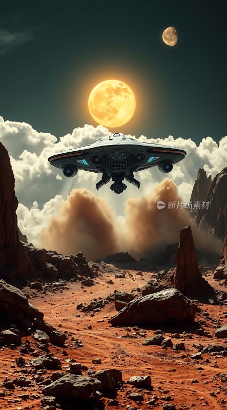 外星飞船探索火星地貌