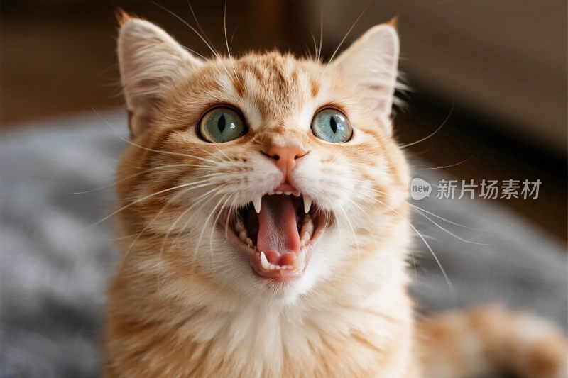 张嘴瞪目的橘猫