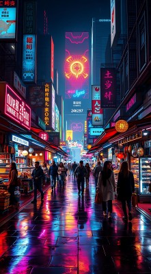 霓虹灯下的繁华夜市 霓虹灯下的繁华夜市