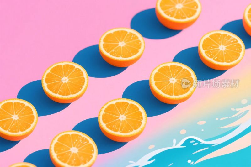 排列整齐的橙子切片画面