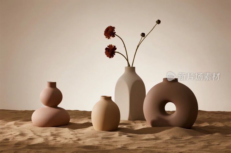 简约风格的陶制花瓶摆件