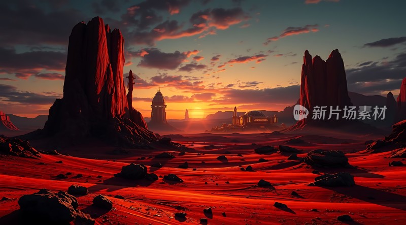 红色星球日落奇景