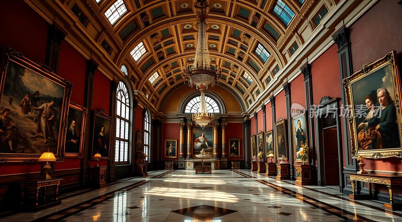 艺术殿堂古典画作与华丽建筑相映成趣