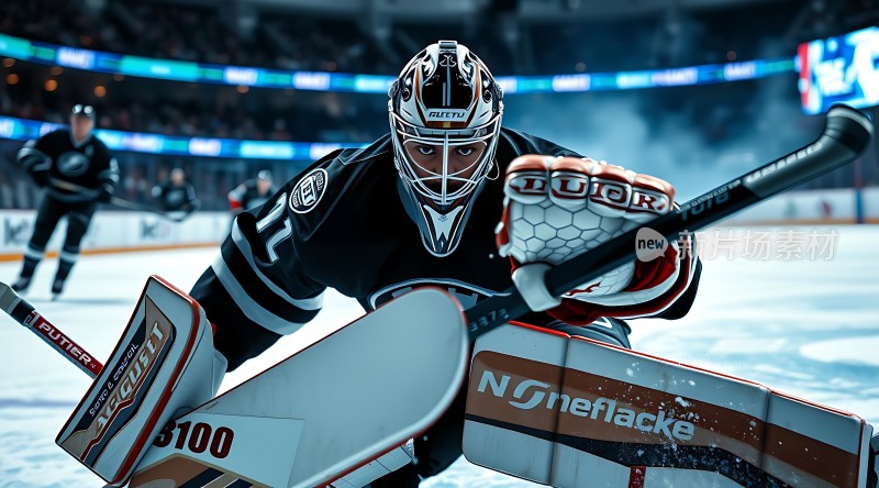 冰球守门员专注防守