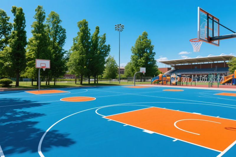 室外篮球场场景