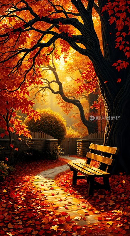 秋日暖阳下的宁静小径