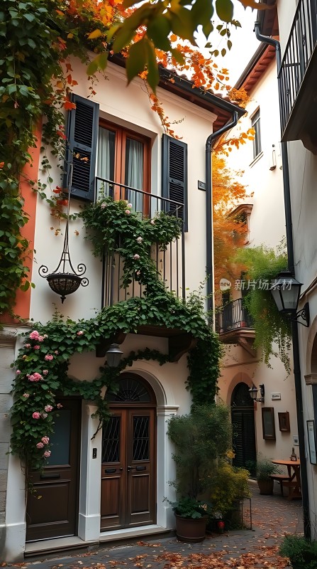 秋日小巷绿意盎然温馨小院