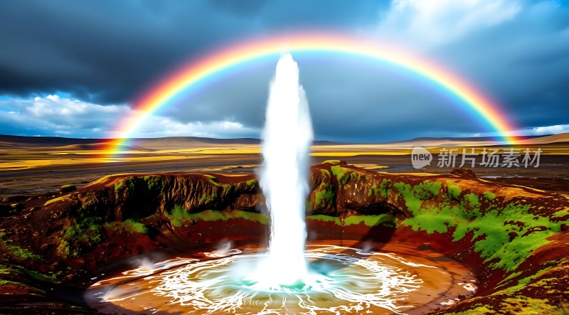 彩虹下的喷泉奇观