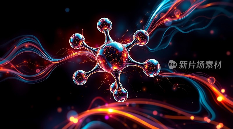 新片场素材炫彩分子结构