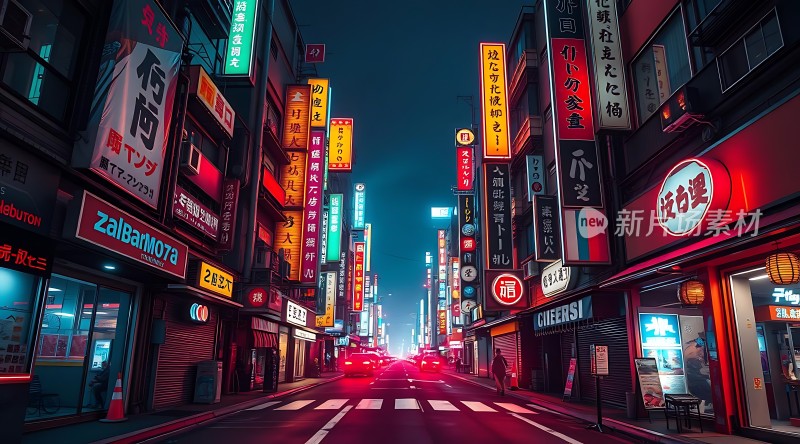 霓虹闪烁的未来都市夜景