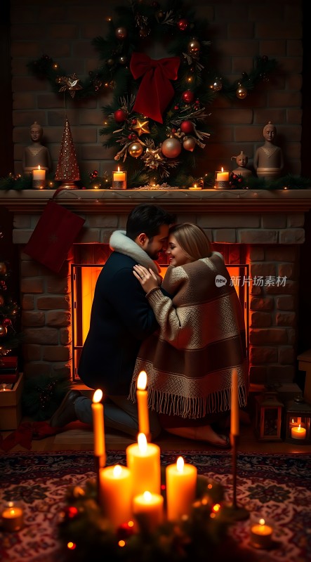 温馨壁炉旁的浪漫时刻