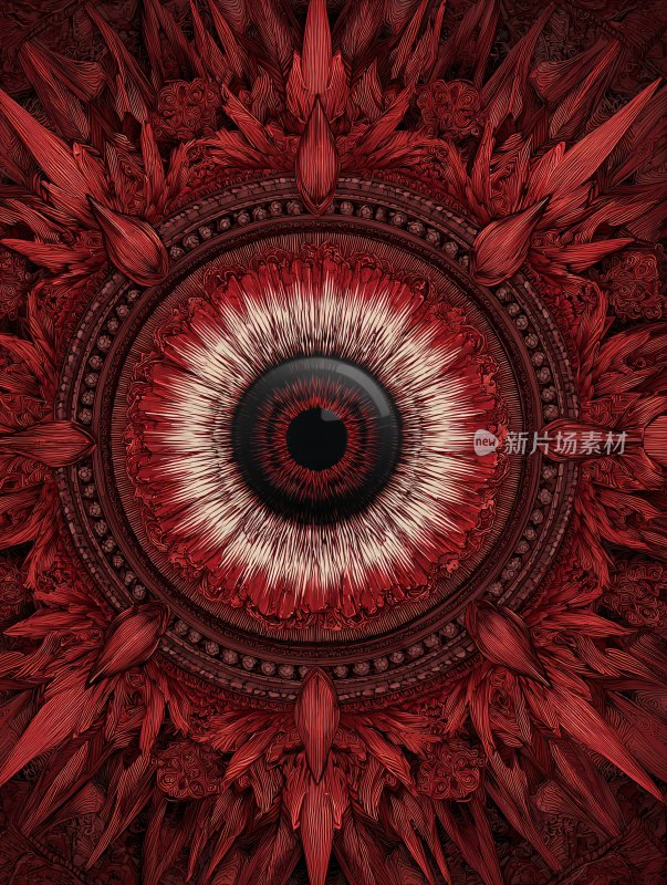 神秘红色眼睛插画图案