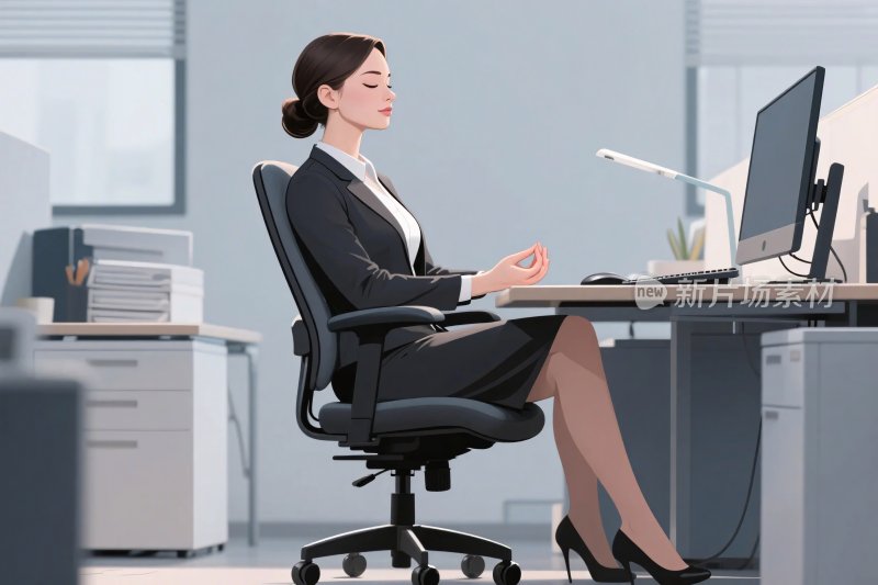 职场女性办公插画