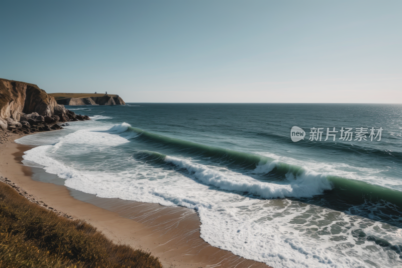 海滩旁边一大片水域高清风景图片