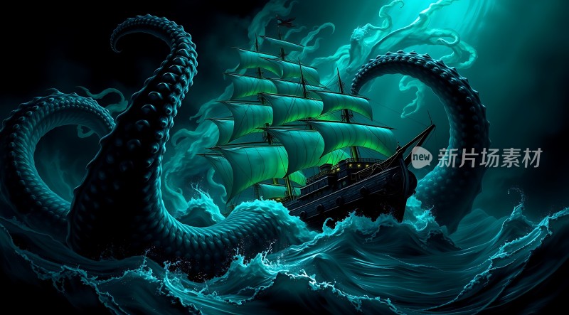 深海巨怪与帆船