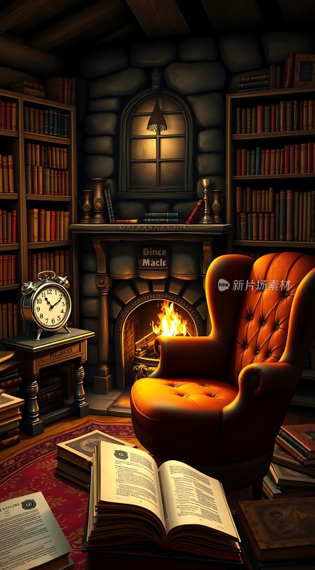书房里的温暖夜晚