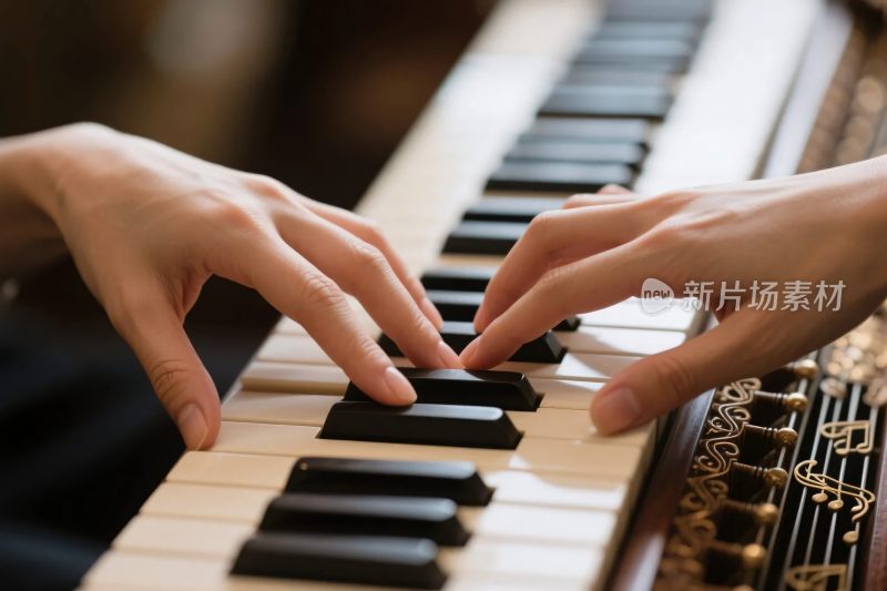 双手弹钢琴演奏场景