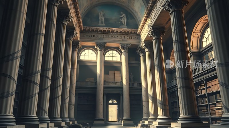 阳光下的宏伟图书馆