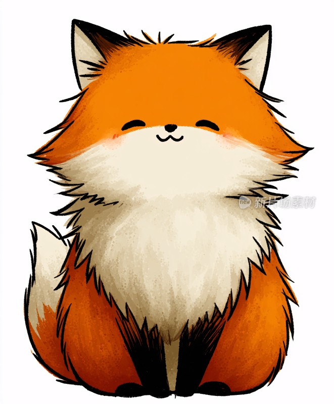 可爱的坐着的小狐狸插画