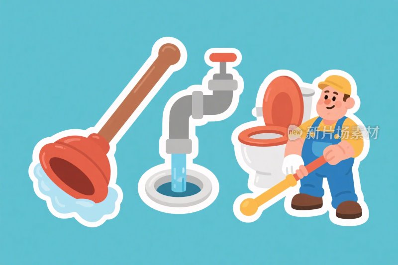 管道维修工具插画
