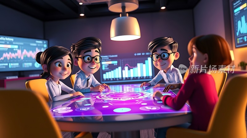 智能会议室里的头脑风暴会议