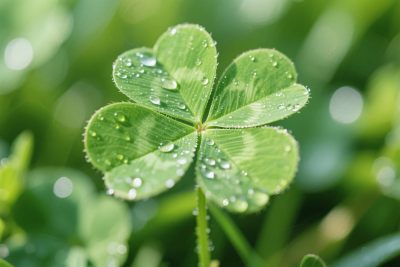 清新四叶草水珠图