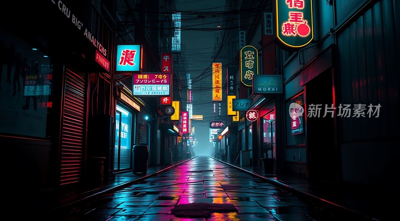 霓虹灯下的繁华街道