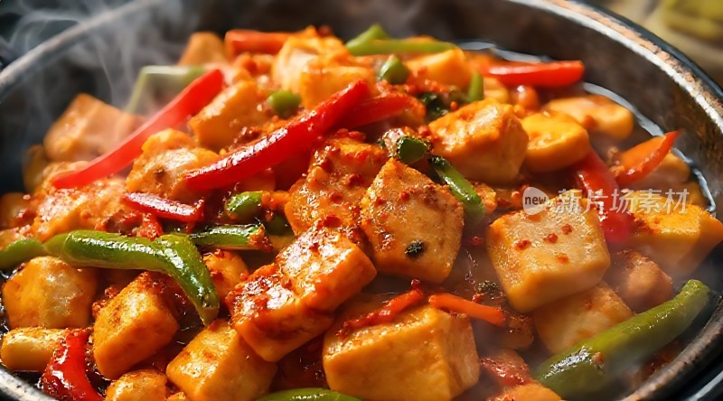 香辣豆腐配彩椒