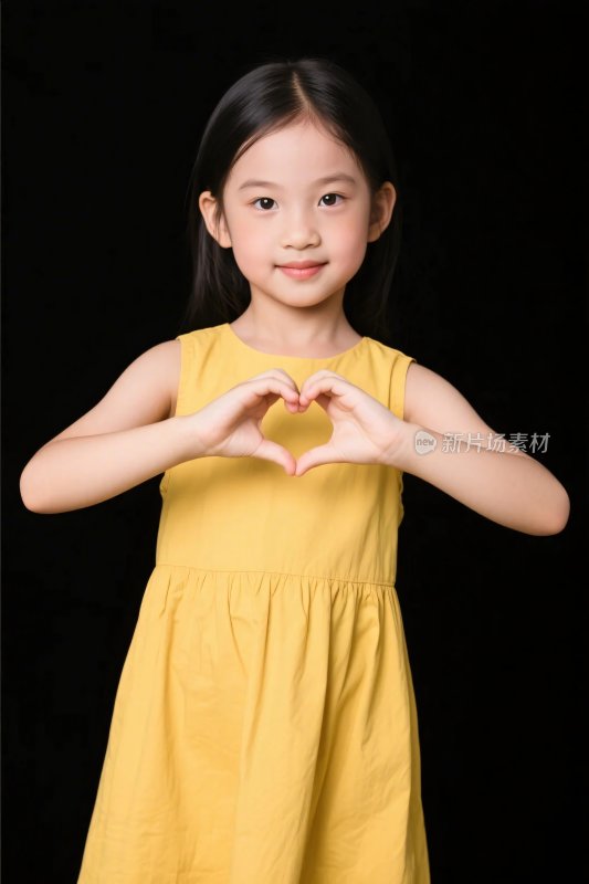 小女孩比爱心摄影图