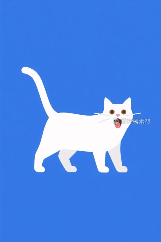 卡通白猫插画