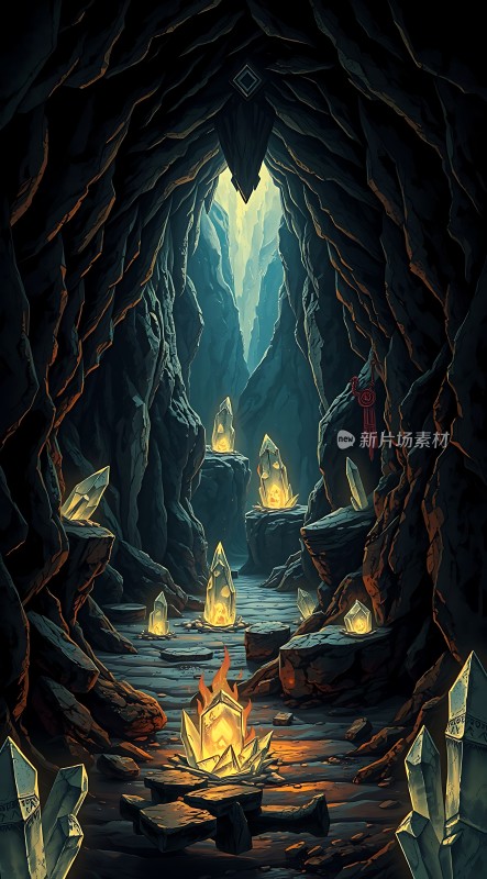神秘洞穴中的光芒与水晶