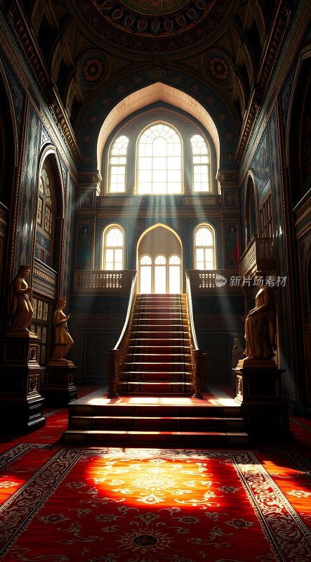 阳光下的宏伟宫殿内部