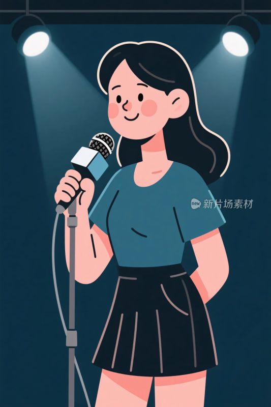 舞台上的歌手插画