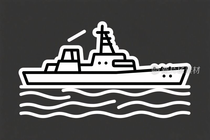 简约线条勾勒的海上船只