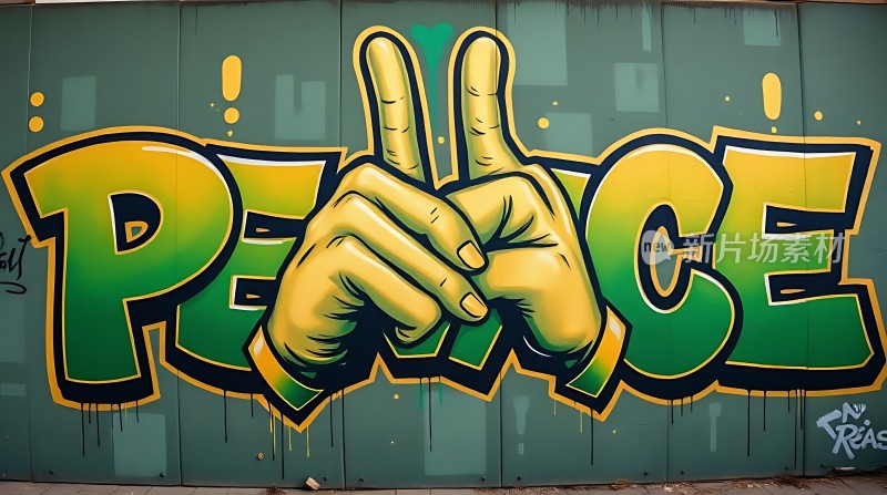 和平手势涂鸦艺术