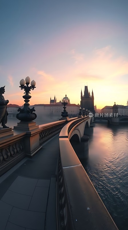 晨光下的查理大桥