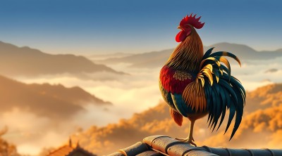 雄鸡报晓迎晨光