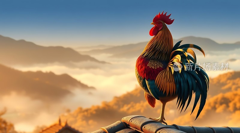 雄鸡报晓迎晨光