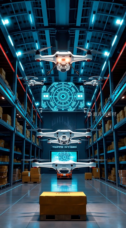 智能仓库无人机配送科技感十足